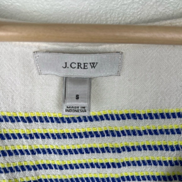 JCrew Tunic Womens Small Blue Yellow White Striped Oversized Beach Breezy Preppy - Picture 3 of 7